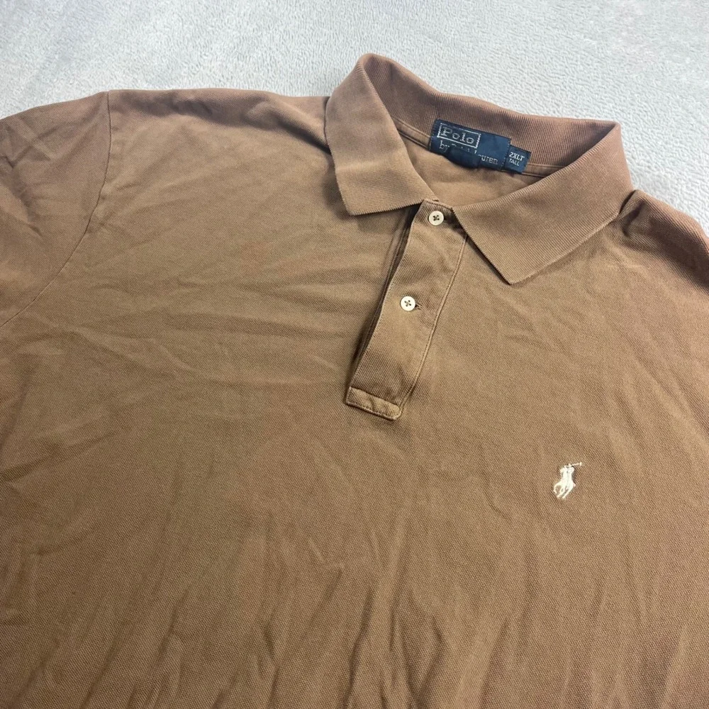 Polo Ralph Lauren Men 2XLT Brown Short Sleeve Pique Cotton Polo Shirt Big & Tall